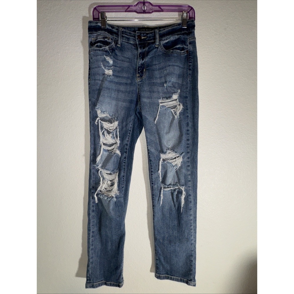 Judy Blue Jeans Boyfriend Fit Women's Size 5/27 Mid Rise Destroyed Denim